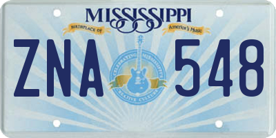 MS license plate ZNA548