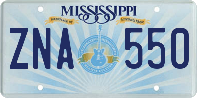 MS license plate ZNA550