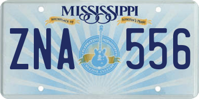MS license plate ZNA556