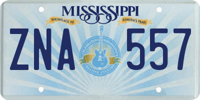 MS license plate ZNA557