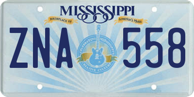 MS license plate ZNA558