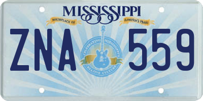 MS license plate ZNA559