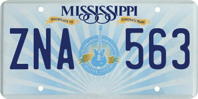 MS license plate ZNA563