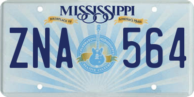 MS license plate ZNA564