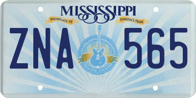 MS license plate ZNA565