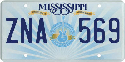 MS license plate ZNA569