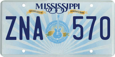 MS license plate ZNA570