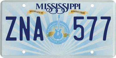 MS license plate ZNA577