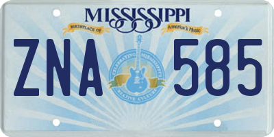 MS license plate ZNA585
