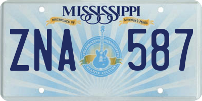 MS license plate ZNA587
