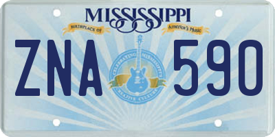 MS license plate ZNA590