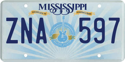 MS license plate ZNA597