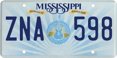 MS license plate ZNA598