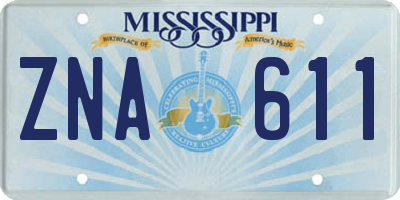 MS license plate ZNA611