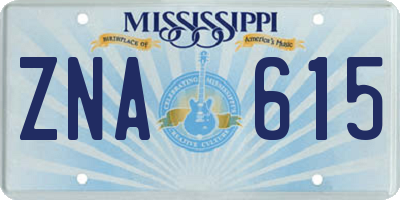 MS license plate ZNA615