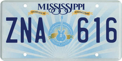 MS license plate ZNA616