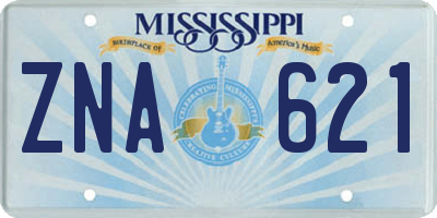 MS license plate ZNA621