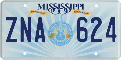 MS license plate ZNA624