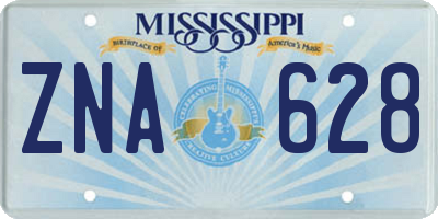 MS license plate ZNA628