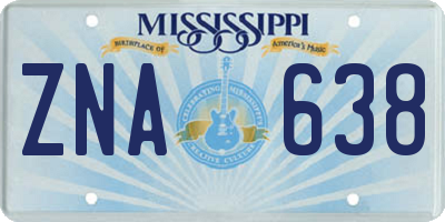 MS license plate ZNA638