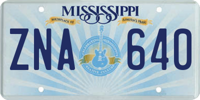 MS license plate ZNA640