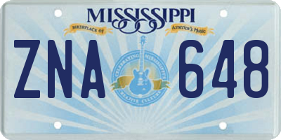 MS license plate ZNA648