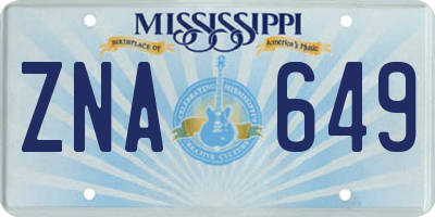 MS license plate ZNA649