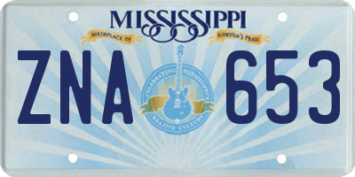 MS license plate ZNA653