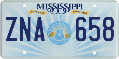 MS license plate ZNA658