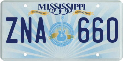MS license plate ZNA660