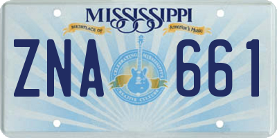 MS license plate ZNA661