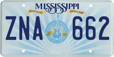 MS license plate ZNA662