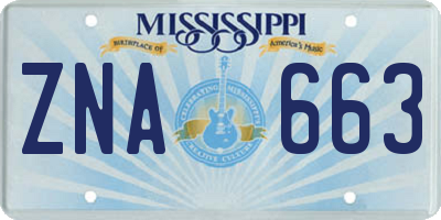 MS license plate ZNA663