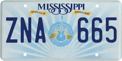 MS license plate ZNA665