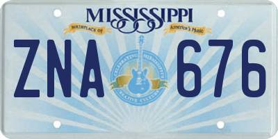MS license plate ZNA676