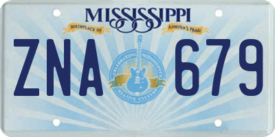 MS license plate ZNA679