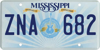 MS license plate ZNA682