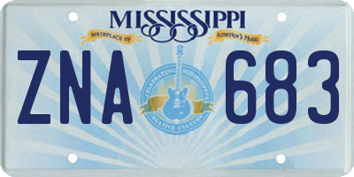 MS license plate ZNA683