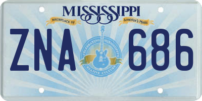 MS license plate ZNA686