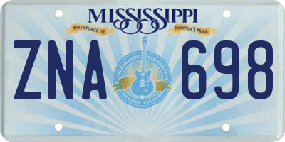 MS license plate ZNA698