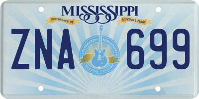 MS license plate ZNA699