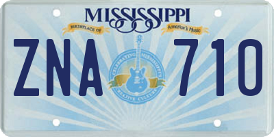 MS license plate ZNA710