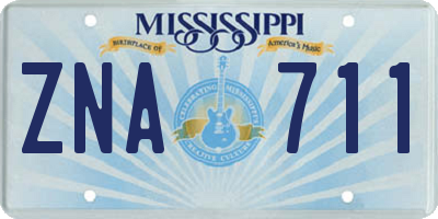 MS license plate ZNA711