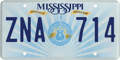 MS license plate ZNA714