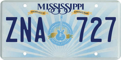 MS license plate ZNA727