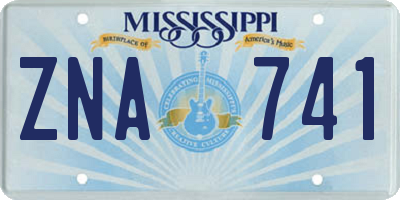 MS license plate ZNA741