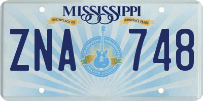 MS license plate ZNA748