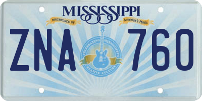 MS license plate ZNA760