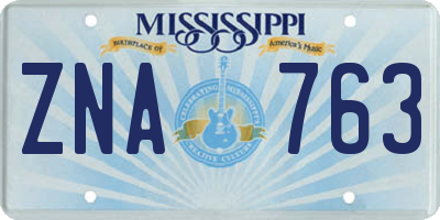 MS license plate ZNA763