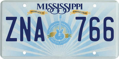 MS license plate ZNA766